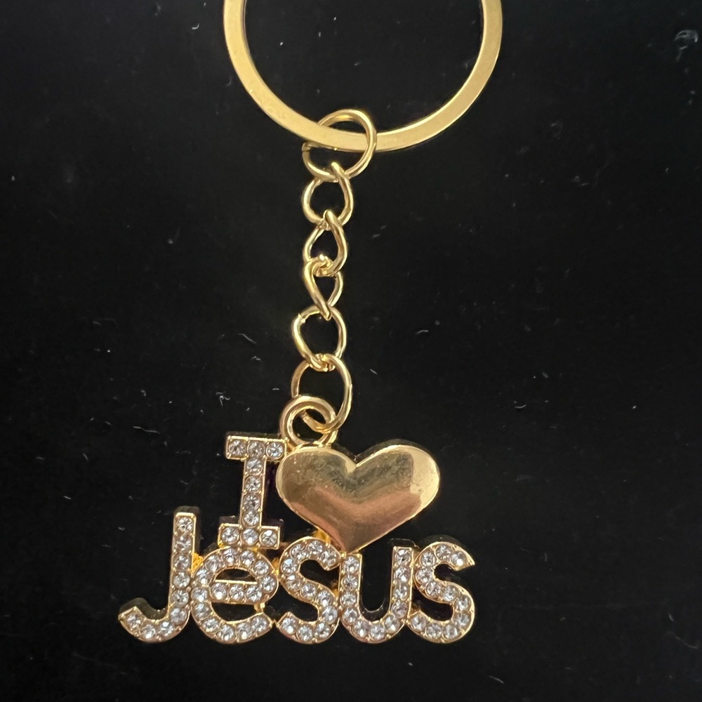 Gold 'I Love Jesus' Keychain
